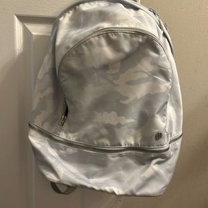 Lululemon white camo backpack with laptop pocket